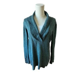 Christopher & Banks Sweater Long Sleeves Shawl Collar Knit Green Womens Medium​